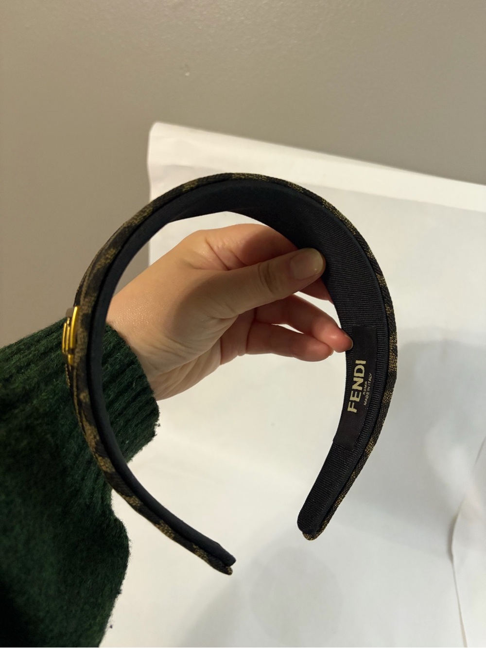 Fendi Black and Brown Monogram Padded Headband